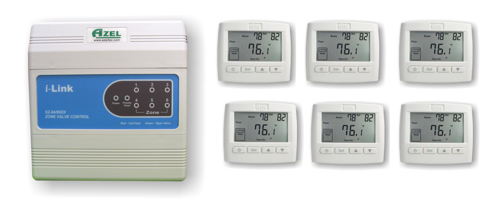 Package Deal: SZ-86DX with 6 units of D-508F Floor Heating Thermostats